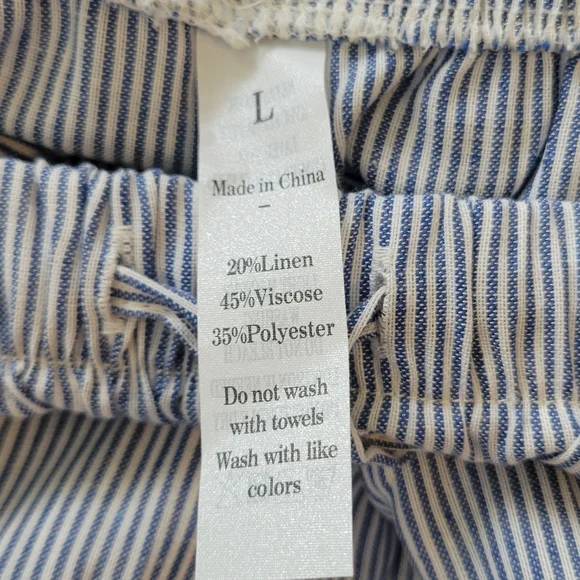 Light Blue and White Pinstripe Wide Leg Linen-Blwnd Pants - NWOT - Picture 5 of 6